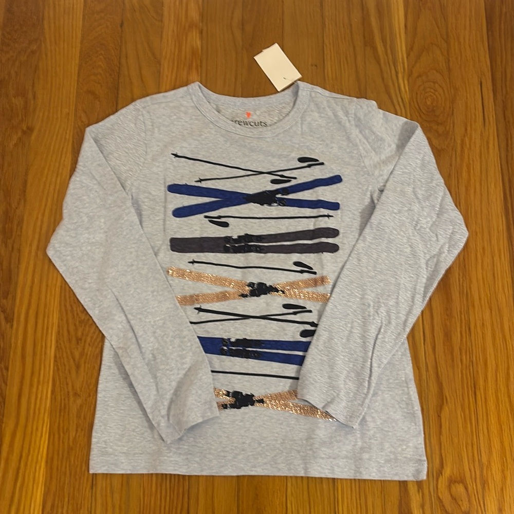 Girls long sleeve T shirt with ski motif